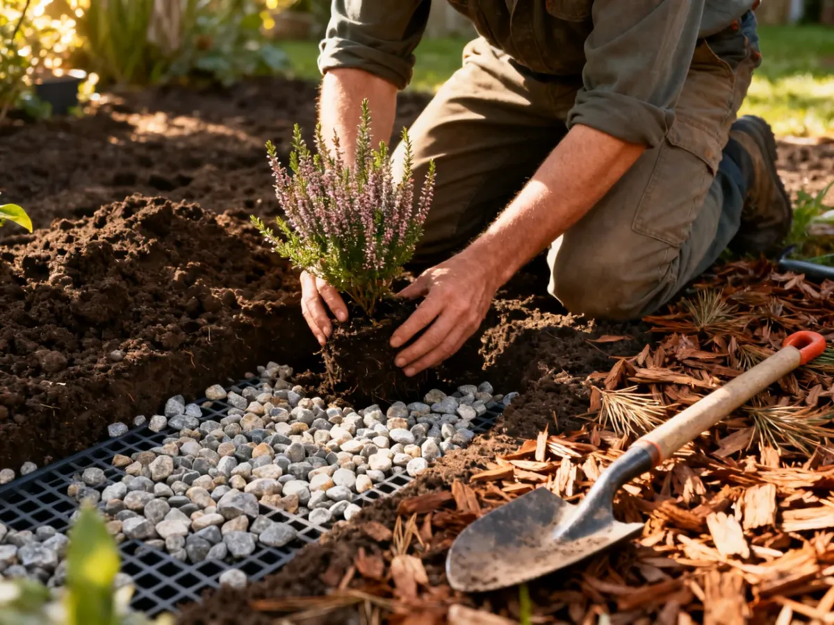 Sadzenie wrzosu w kwaśnym podłożu z warstwą drenażu